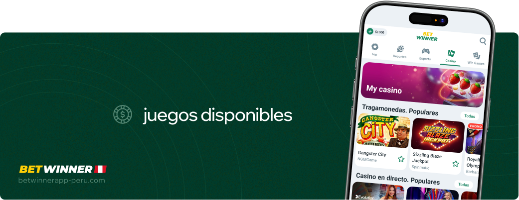 Juegos disponibles Betwinner APP Perú